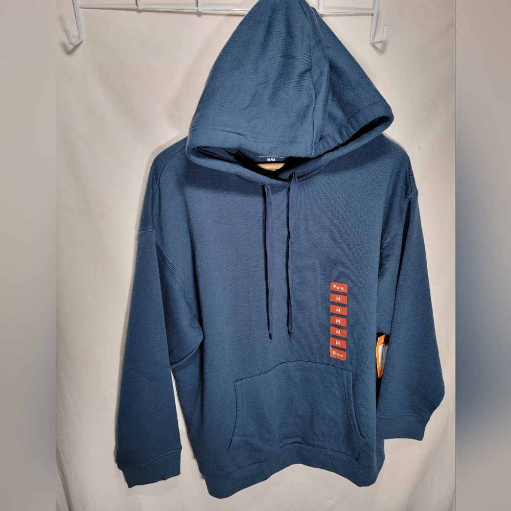 NWT MUUV medium tunic length oversized hoodie in a deep blue.  Unisex.